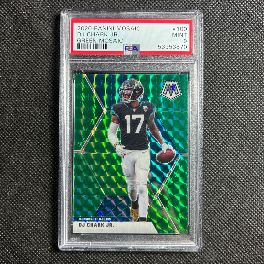 2020 Panini Mosaic Green Refractor Prizm #100 D.J. Chark Jr. PSA 9 Mint Jaguars
